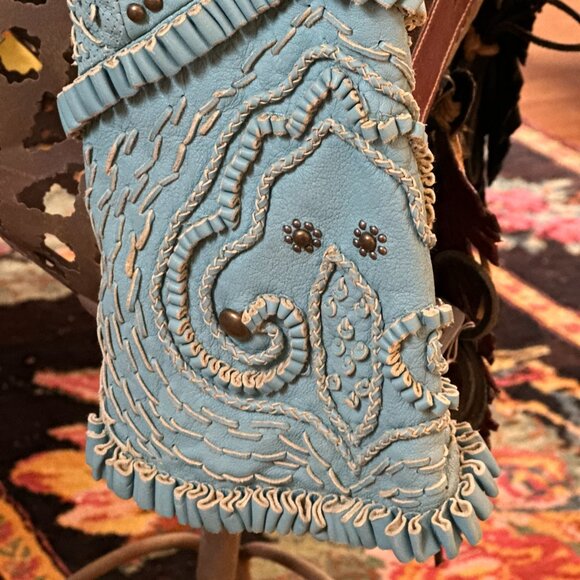 Double D Ranch Turquoise Leather Jacket - Picture 4 of 8